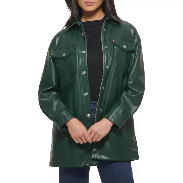 Levis Womens Faux Leather Belted Shirt Jacket Standard amp Plus SizesPine Green