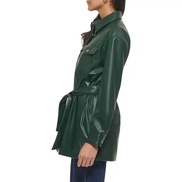 Levis Womens Faux Leather Belted Shirt Jacket Standard amp Plus SizesPine Green