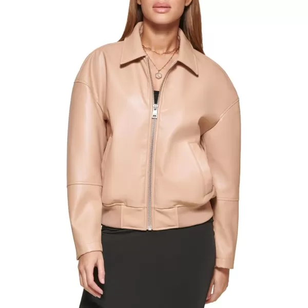 Levis Womens Faux Leather Bomber with Laydown CollarBiscotti