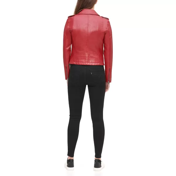 Levis Womens Faux Leather Classic Asymmetrical Motorcycle Jacket Standard amp Plus SizesBright Red