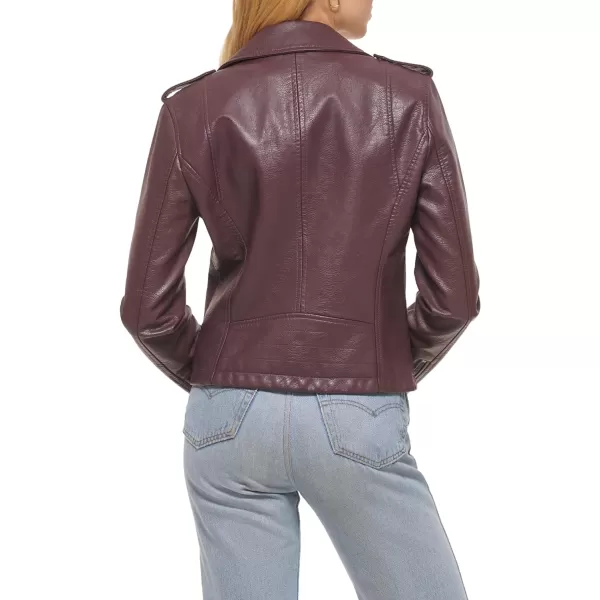 Levis Womens Faux Leather Classic Asymmetrical Motorcycle Jacket Standard amp Plus SizesBurgundy Red