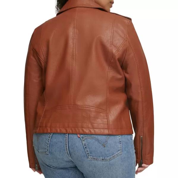 Levis Womens Faux Leather Classic Asymmetrical Motorcycle Jacket Standard amp Plus SizesCamel Brown