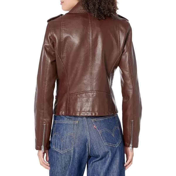 Levis Womens Faux Leather Classic Asymmetrical Motorcycle Jacket Standard amp Plus SizesChocolate Brown