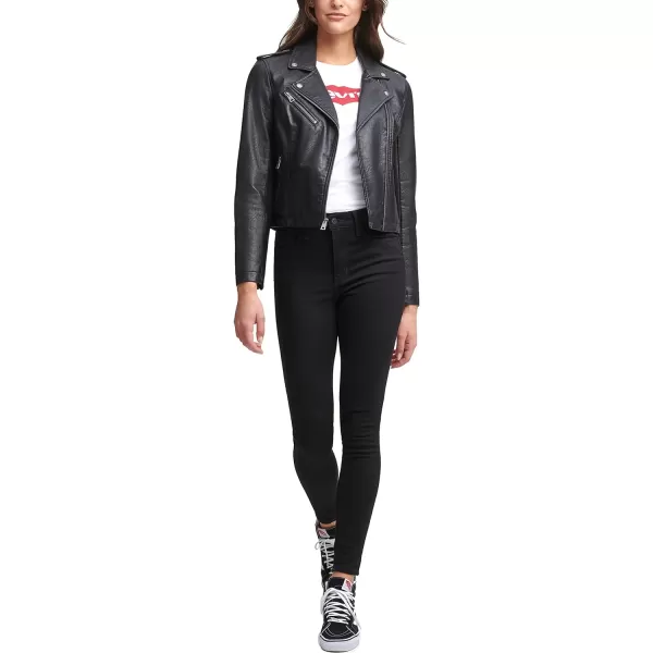 Levis Womens Faux Leather Classic Asymmetrical Motorcycle Jacket Standard amp Plus SizesClassic Black