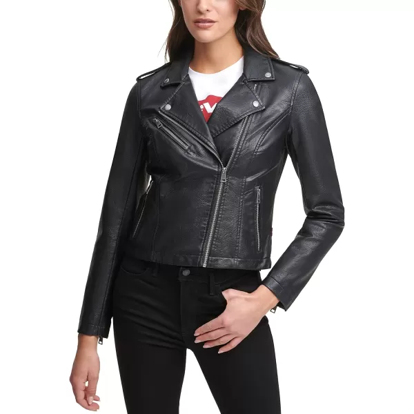 Levis Womens Faux Leather Classic Asymmetrical Motorcycle Jacket Standard amp Plus SizesClassic Black