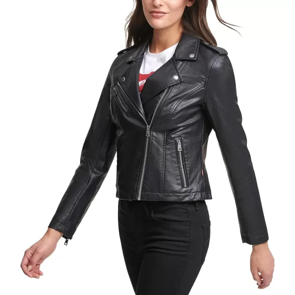 Levis Womens Faux Leather Classic Asymmetrical Motorcycle Jacket Standard amp Plus SizesClassic Black