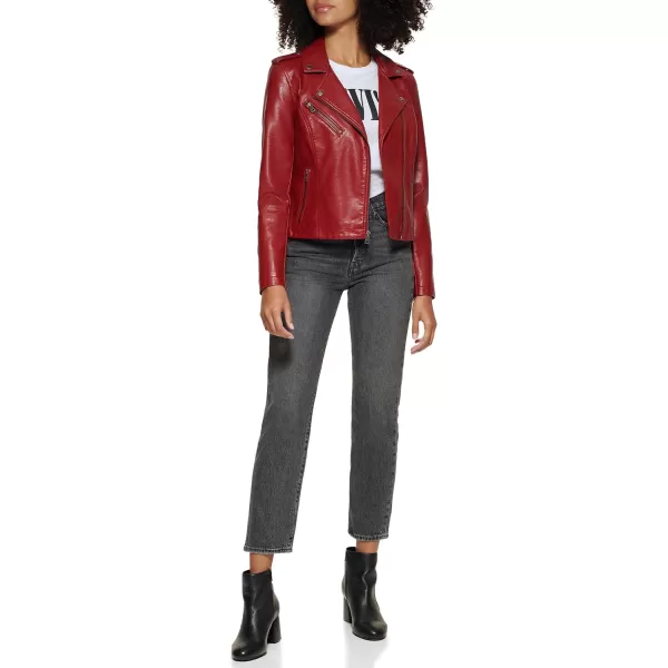 Levis Womens Faux Leather Classic Asymmetrical Motorcycle Jacket Standard amp Plus SizesDeep Cherry Red