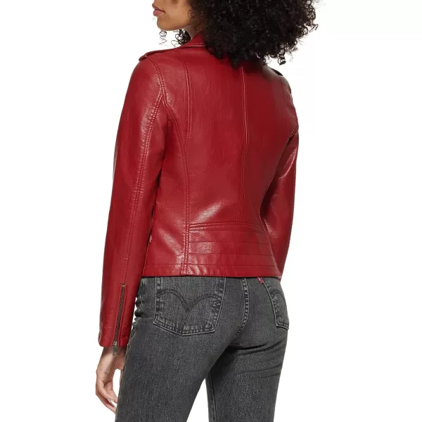 Levis Womens Faux Leather Classic Asymmetrical Motorcycle Jacket Standard amp Plus SizesDeep Cherry Red