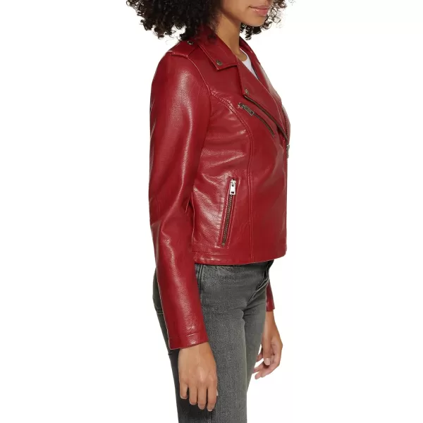 Levis Womens Faux Leather Classic Asymmetrical Motorcycle Jacket Standard amp Plus SizesDeep Cherry Red