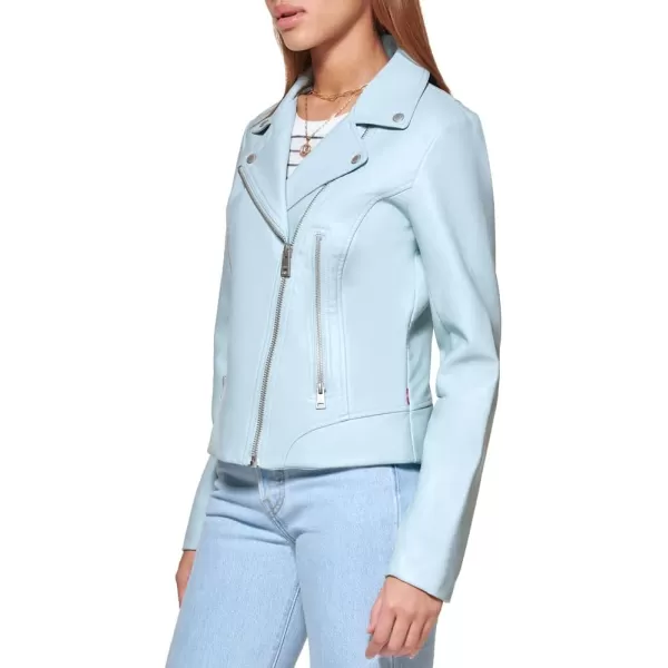 Levis Womens Faux Leather Classic Asymmetrical Motorcycle Jacket Standard amp Plus SizesDusty Blue