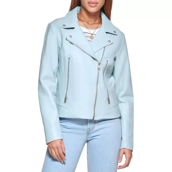 Levis Womens Faux Leather Classic Asymmetrical Motorcycle Jacket Standard amp Plus SizesDusty Blue