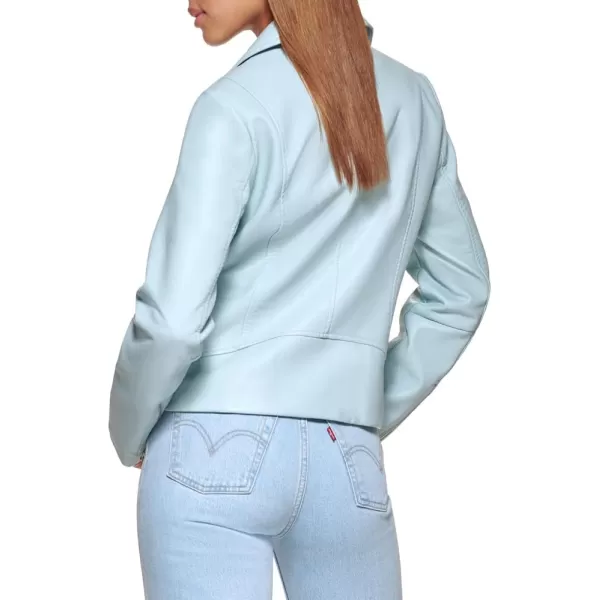 Levis Womens Faux Leather Classic Asymmetrical Motorcycle Jacket Standard amp Plus SizesDusty Blue