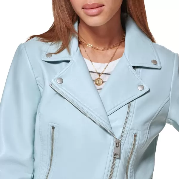 Levis Womens Faux Leather Classic Asymmetrical Motorcycle Jacket Standard amp Plus SizesDusty Blue