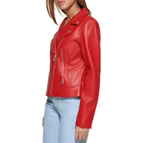 Levis Womens Faux Leather Classic Asymmetrical Motorcycle Jacket Standard amp Plus SizesPompeian Red