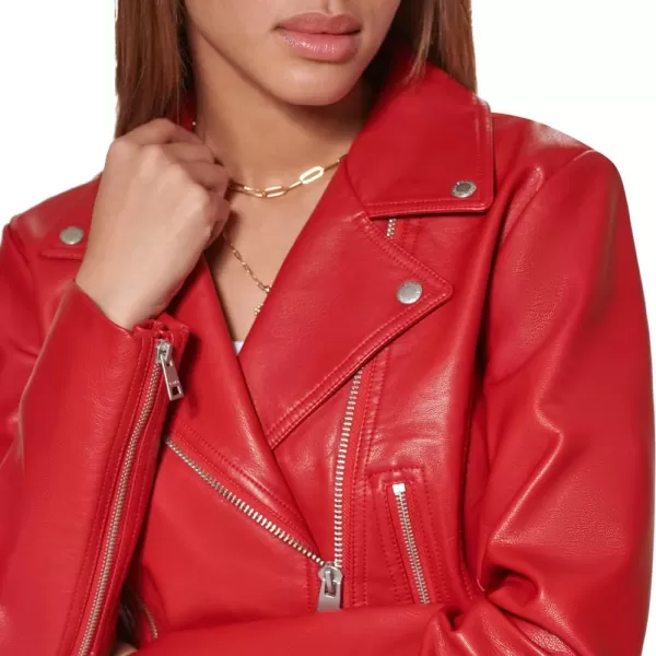 Levis Womens Faux Leather Classic Asymmetrical Motorcycle Jacket Standard amp Plus SizesPompeian Red