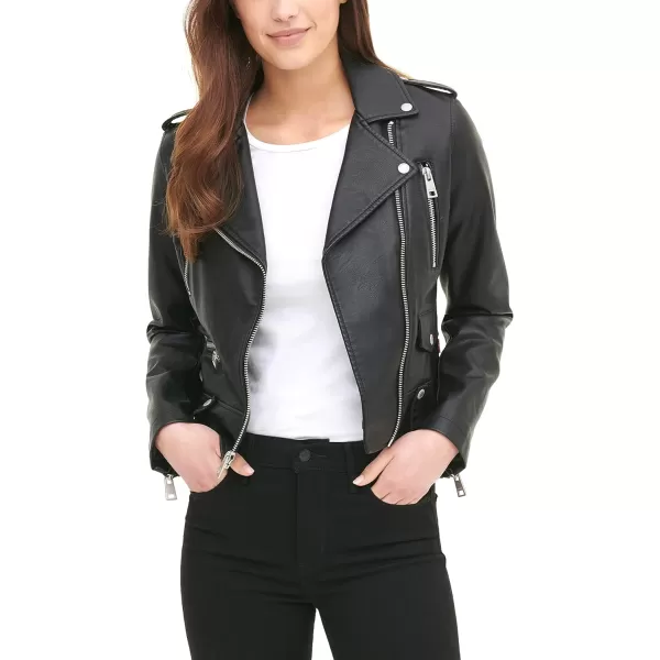 Levis Womens Faux Leather Contemporary Motorcycle Jacket Standard and PlusBlack