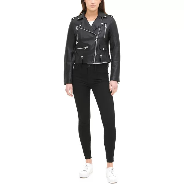 Levis Womens Faux Leather Contemporary Motorcycle Jacket Standard and PlusBlack