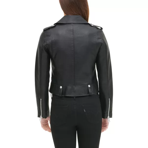 Levis Womens Faux Leather Contemporary Motorcycle Jacket Standard and PlusBlack