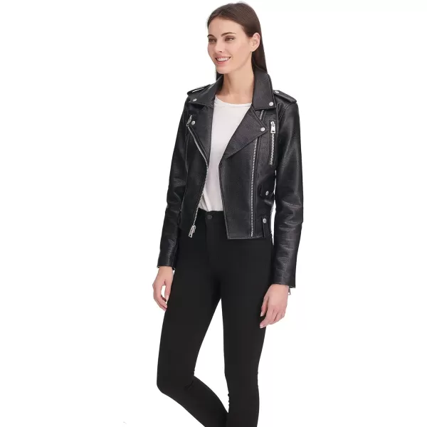 Levis Womens Faux Leather Contemporary Motorcycle Jacket Standard and PlusBlack Croc