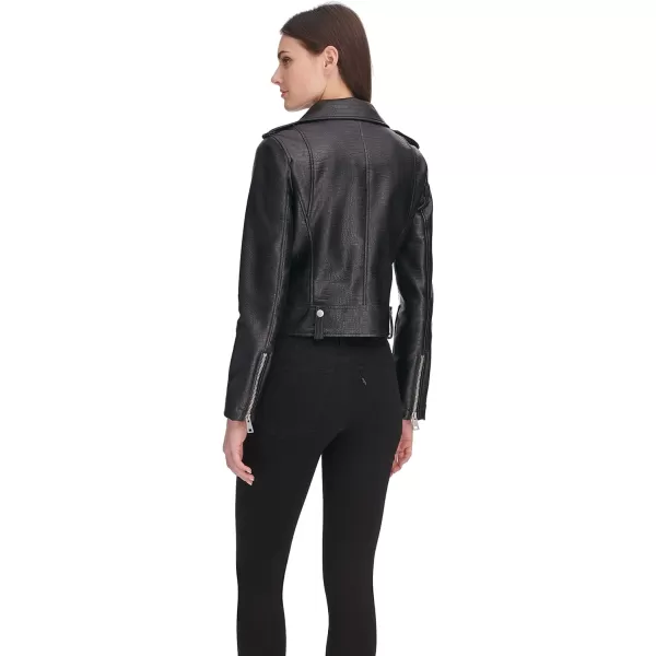 Levis Womens Faux Leather Contemporary Motorcycle Jacket Standard and PlusBlack Croc