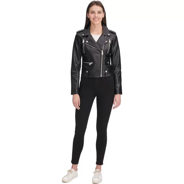 Levis Womens Faux Leather Contemporary Motorcycle Jacket Standard and PlusBlack Croc