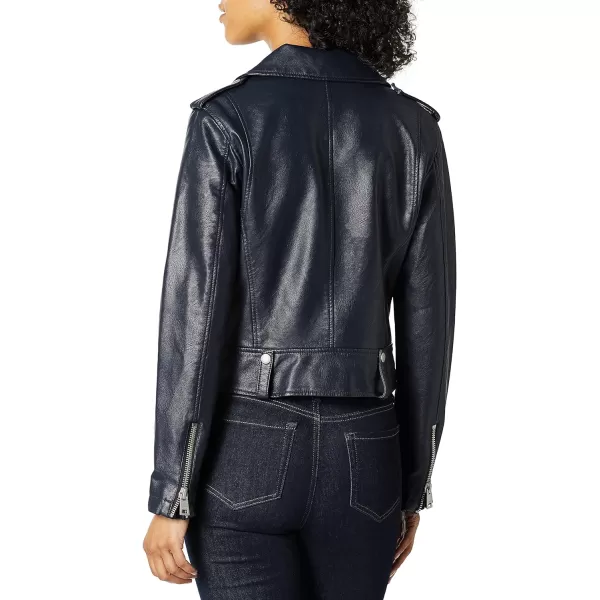 Levis Womens Faux Leather Contemporary Motorcycle Jacket Standard and PlusNavy