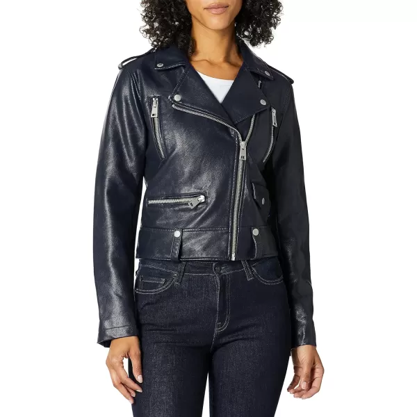 Levis Womens Faux Leather Contemporary Motorcycle Jacket Standard and PlusNavy