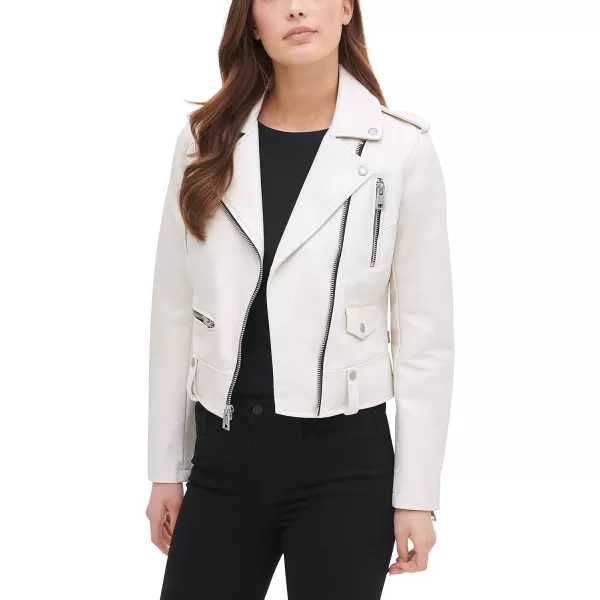 Levis Womens Faux Leather Contemporary Motorcycle Jacket Standard and PlusOyster