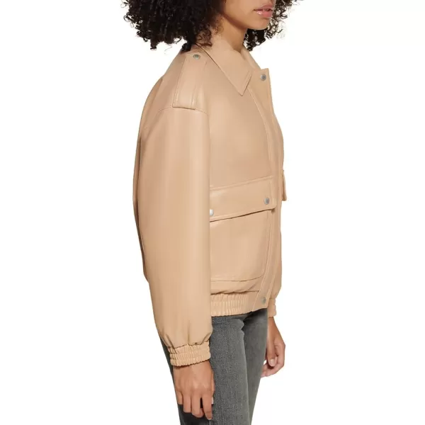 Levis Womens Faux Leather Dad Bomber JacketBiscotti