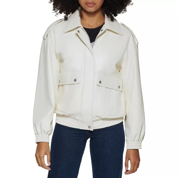 Levis Womens Faux Leather Dad Bomber JacketOyster