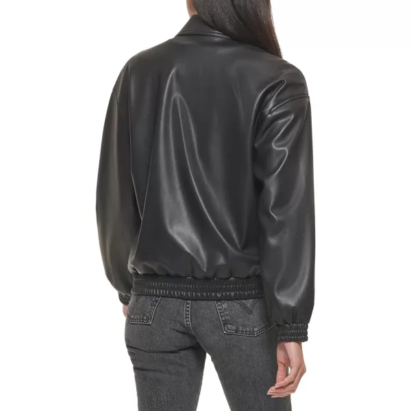 Levis Womens Faux Leather Lightweight Dad Bomber JacketBlack