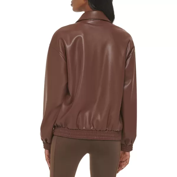 Levis Womens Faux Leather Lightweight Dad Bomber JacketChocolate Brown