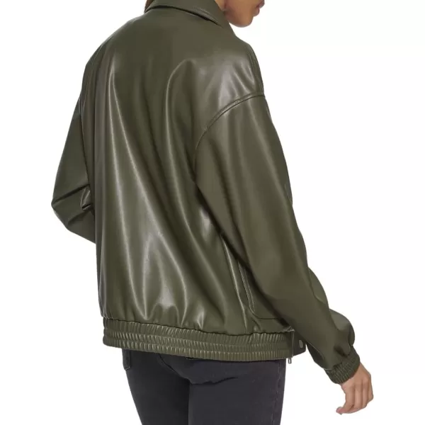 Levis Womens Faux Leather Lightweight Dad Bomber JacketForest