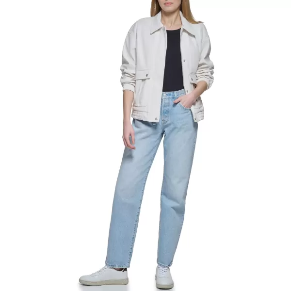 Levis Womens Faux Leather Lightweight Dad Bomber JacketNew Oyster