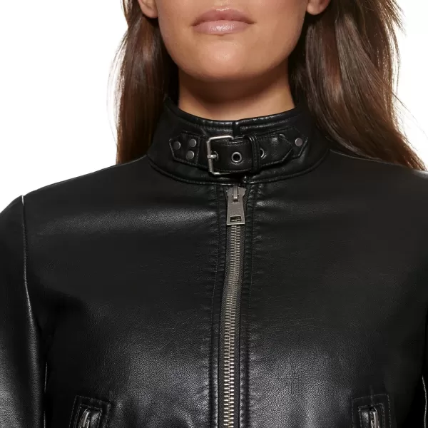 Levis Womens Faux Leather Motocross Racer Jacket Standard and PlusBlack Latch Collar