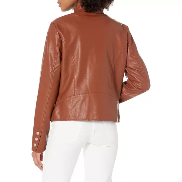 Levis Womens Faux Leather Motocross Racer Jacket Standard and PlusCamel Brown Latch Collar