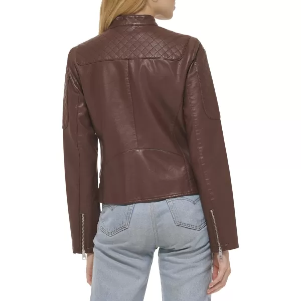 Levis Womens Faux Leather Motocross Racer Jacket Standard and PlusDark Brown