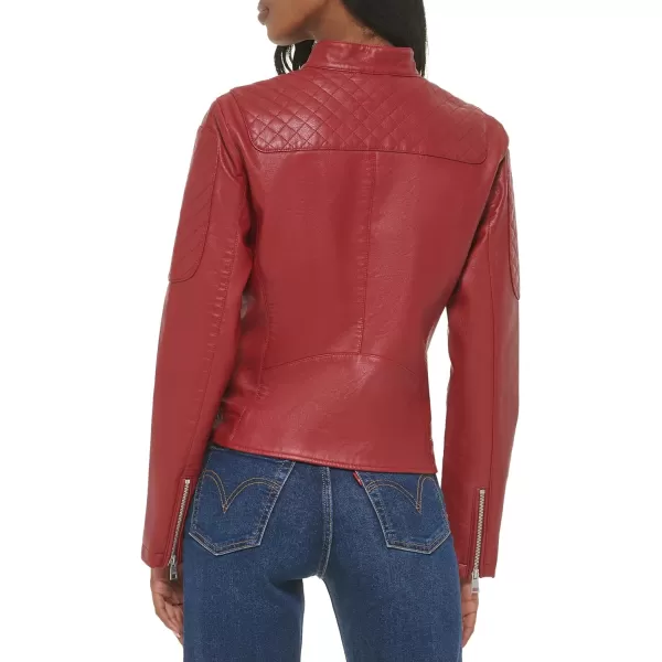 Levis Womens Faux Leather Motocross Racer Jacket Standard and PlusDeep Red