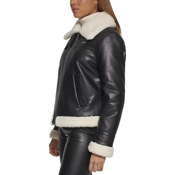 Levis Womens Faux Rancher Aviator JacketBlack Faux Leather