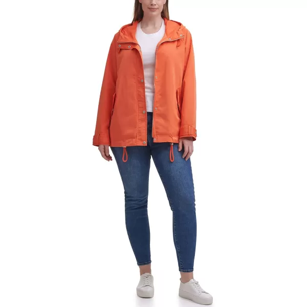 Levis Womens Hooded Peached Nylon Zip Front Rain JacketPlus Size Cherry Tomato