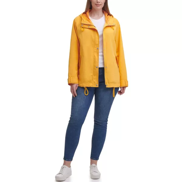 Levis Womens Hooded Peached Nylon Zip Front Rain JacketPlus Size Kumquat