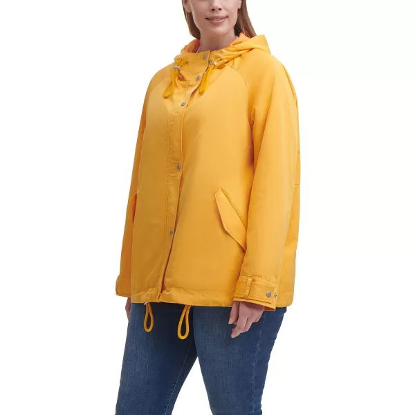 Levis Womens Hooded Peached Nylon Zip Front Rain JacketPlus Size Kumquat