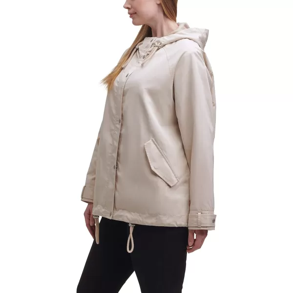 Levis Womens Hooded Peached Nylon Zip Front Rain JacketPlus Size Sand