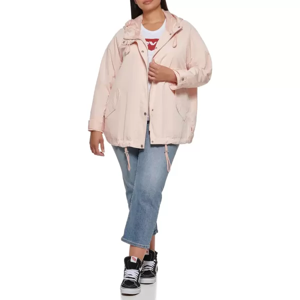 Levis Womens Hooded Peached Nylon Zip Front Rain JacketPlus Size Scallop Shell