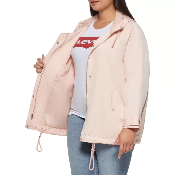 Levis Womens Hooded Peached Nylon Zip Front Rain JacketPlus Size Scallop Shell