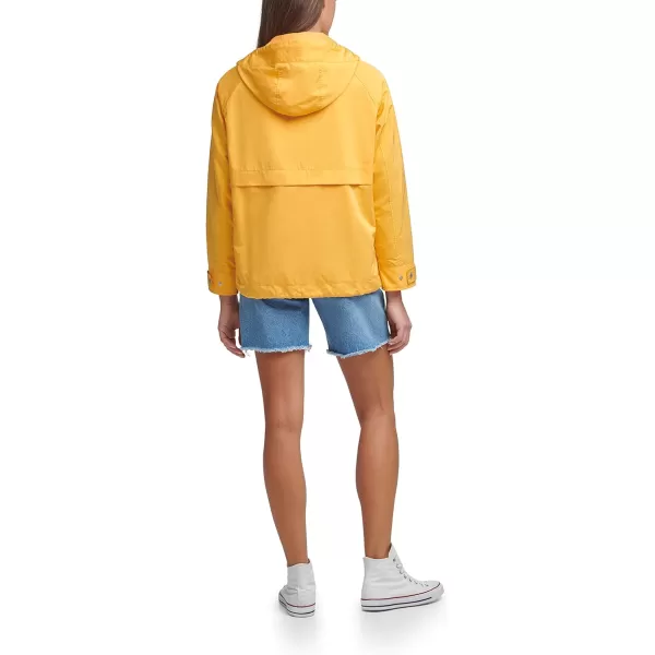 Levis Womens Hooded Peached Nylon Zip Front Rain JacketStandard Kumquat