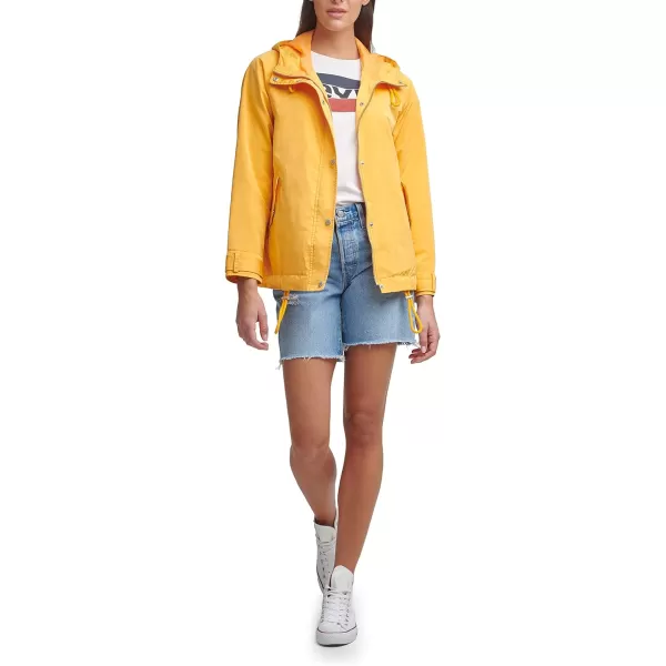 Levis Womens Hooded Peached Nylon Zip Front Rain JacketStandard Kumquat