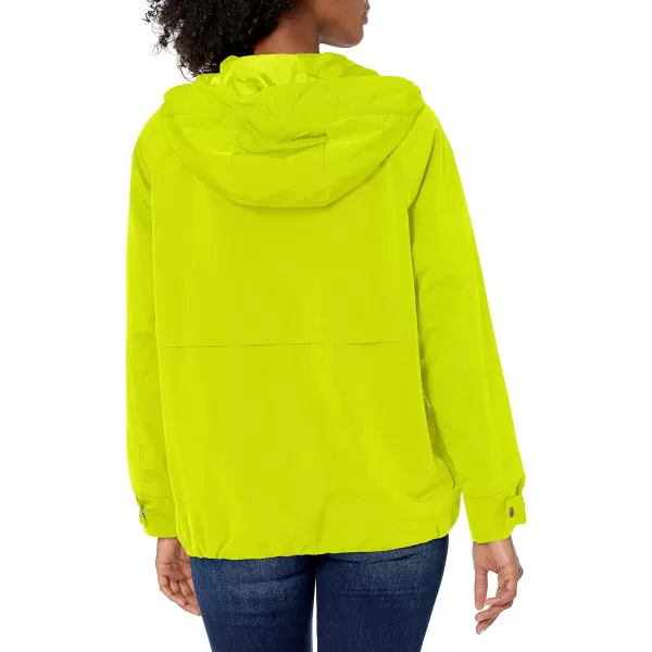 Levis Womens Hooded Peached Nylon Zip Front Rain JacketStandard Lime Punch