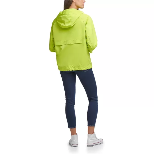 Levis Womens Hooded Peached Nylon Zip Front Rain JacketStandard Lime Punch