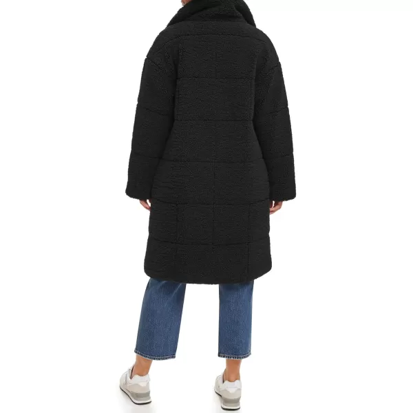 Levis Womens Long Length Patchwork Quilted Teddy CoatBlack